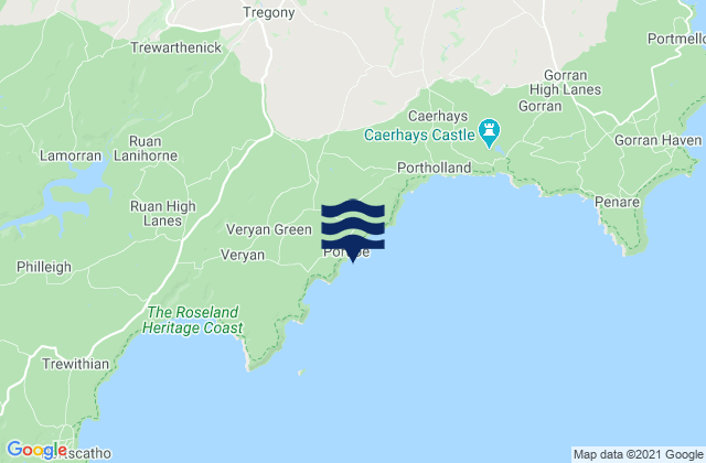 Portloe Beach, United Kingdom tide times map