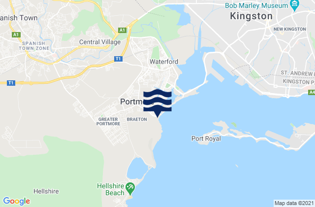 Portmore, Jamaica tide times map