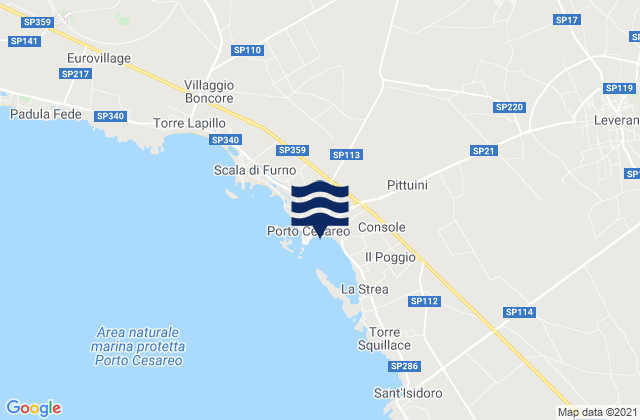 Porto Cesareo, Italy tide times map