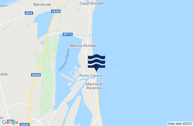Porto Corsini, Italy tide times map