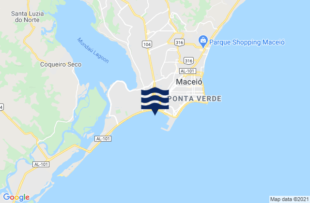 Porto De Maceio, Brazil tide times map