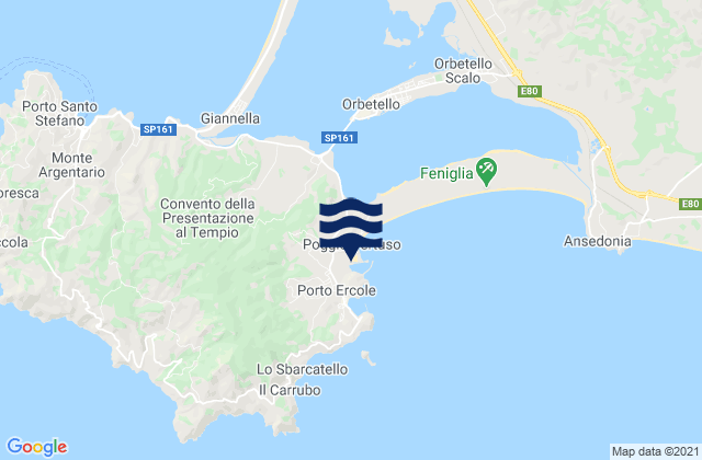 Porto Ercole, Italy tide times map
