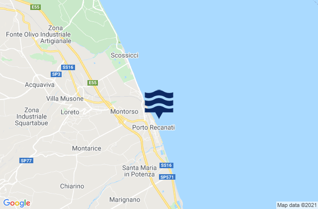 Porto Recanati, Italy tide times map