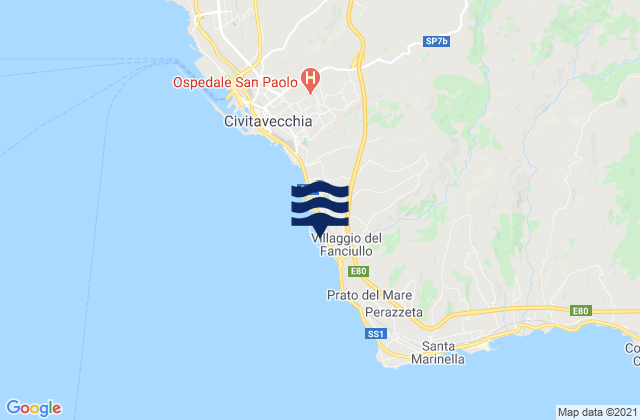Porto Riva di Traiano, Italy tide times map