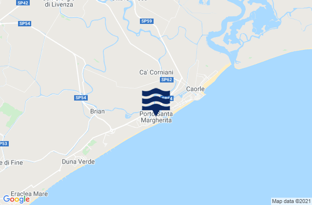 Porto Santa Margherita, Italy tide times map
