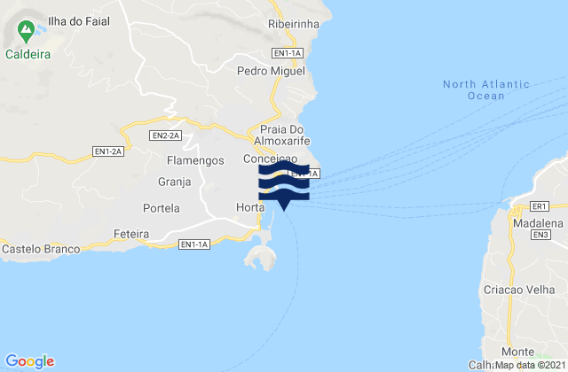 Porto da Horta Ilha do Faial, Portugal tide times map