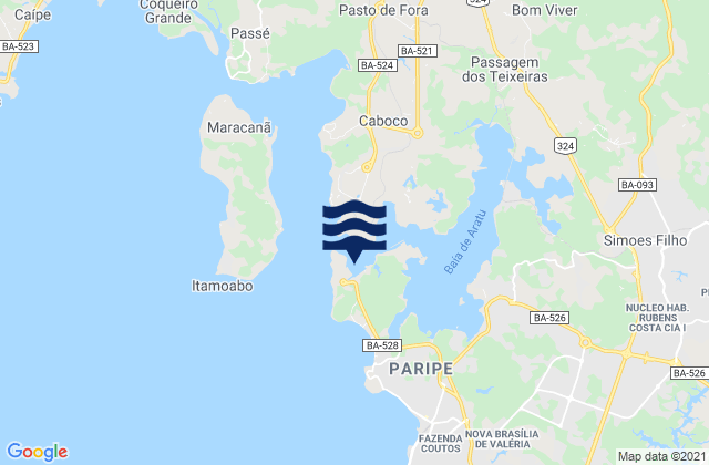 Porto de Aratu, Brazil tide times map