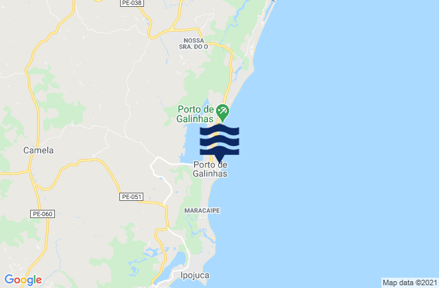 Porto de Galinhas, Brazil tide times map