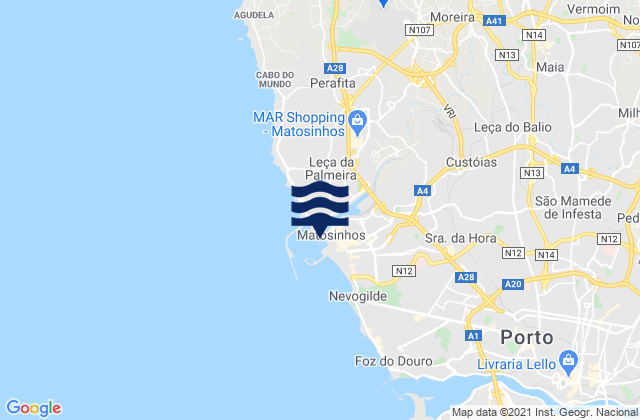 Porto de Leixoes, Portugal tide times map