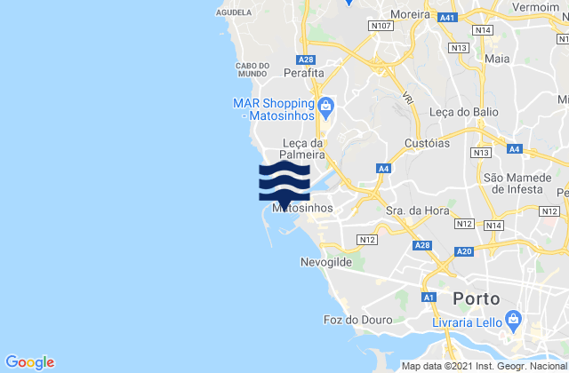 Porto de Leixoes, Portugal tide times map