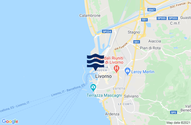 Porto di Livorno, Italy tide times map