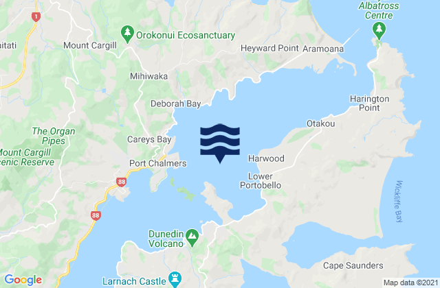 Portobello Bay, New Zealand tide times map