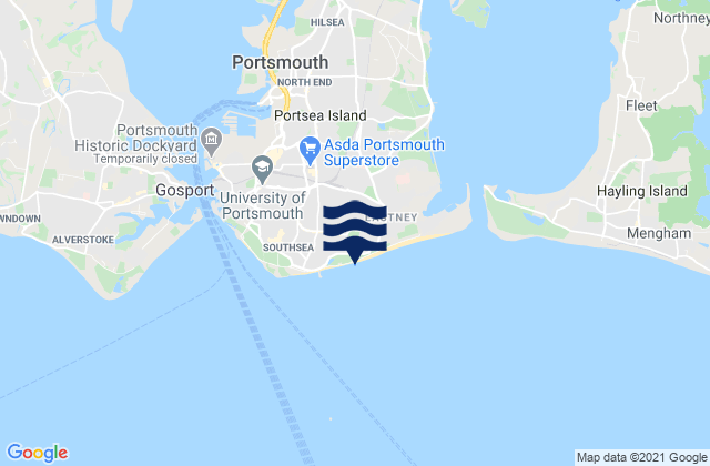 Portsmouth, United Kingdom tide times map