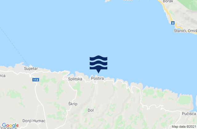 Postira, Croatia tide times map