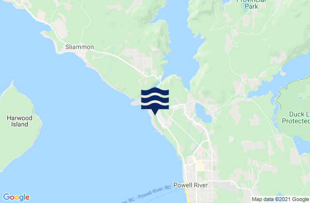 Powell River (Strait of Georgia), Canada tide times map