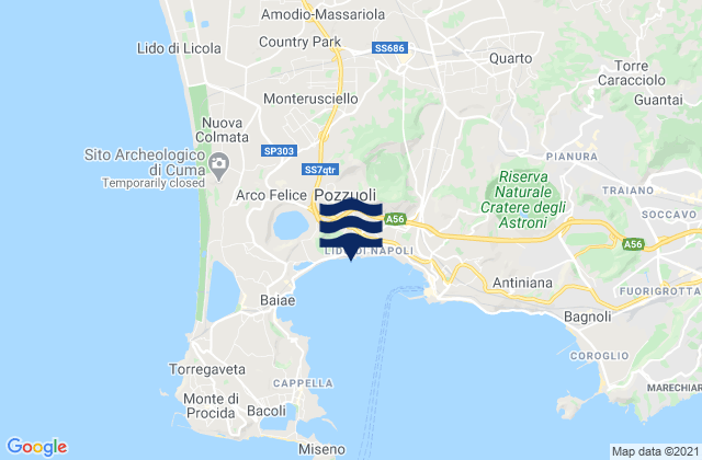 Pozzuoli, Italy tide times map