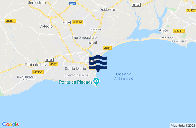 Praia Dona Ana, Portugal tide times map