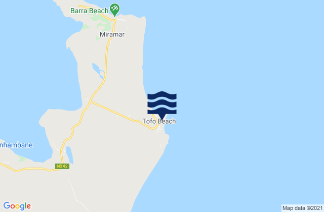 Praia Tofo, Mozambique tide times map