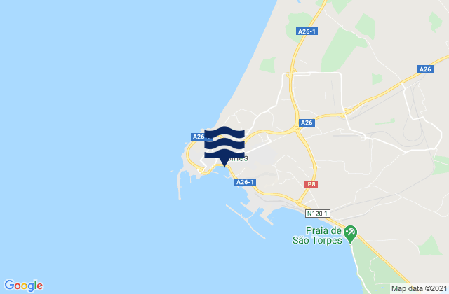 Praia Vasco da Gama, Portugal tide times map