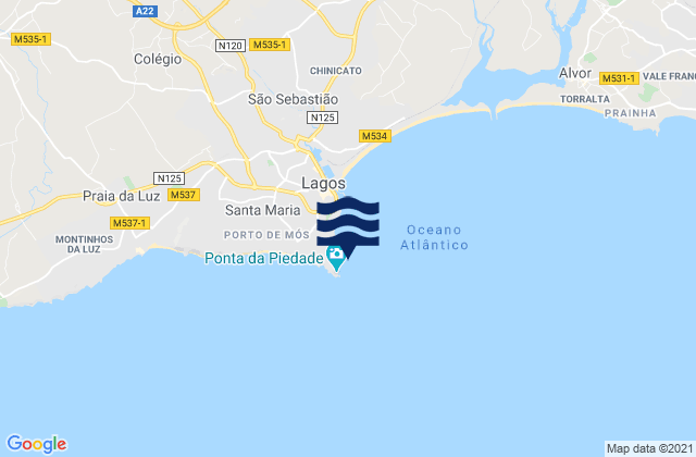Praia da Ana, Portugal tide times map