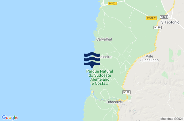 Praia da Azenha do Mar, Portugal tide times map