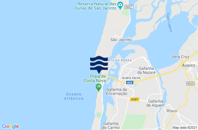 Praia da Barra, Portugal tide times map