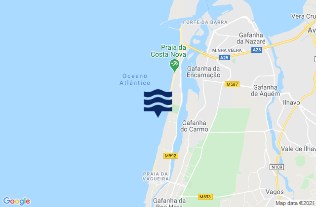 Praia da Costinha, Portugal tide times map
