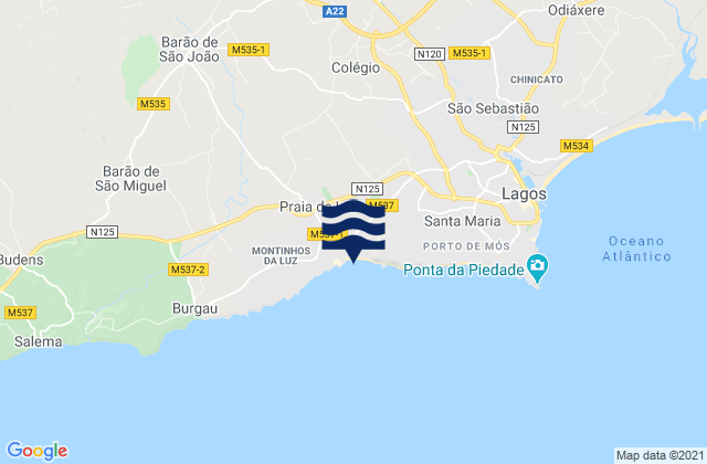 Praia da Luz, Portugal tide times map