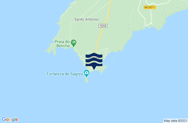 Praia da Mareta, Portugal tide times map