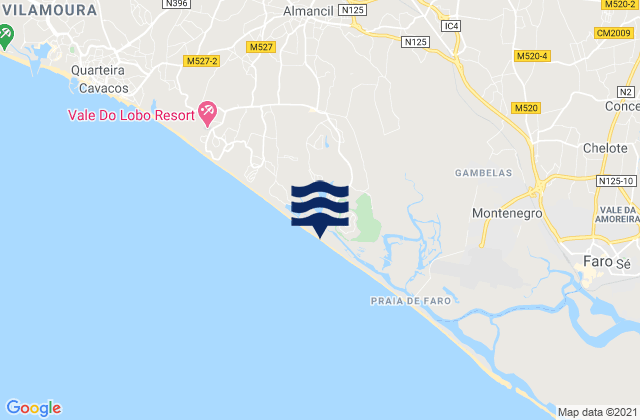 Praia da Quinta do Lago, Portugal tide times map