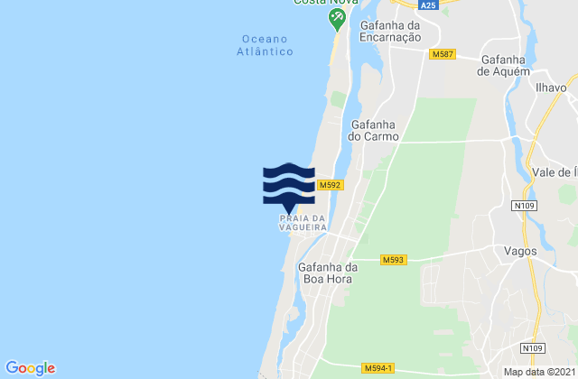 Praia da Vagueira, Portugal tide times map