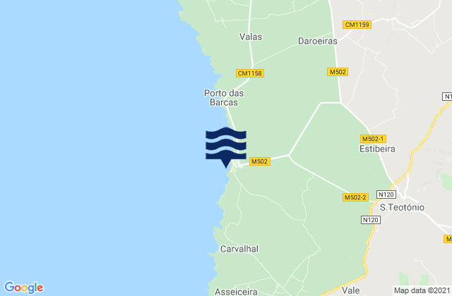 Praia da Zambujeira, Portugal tide times map