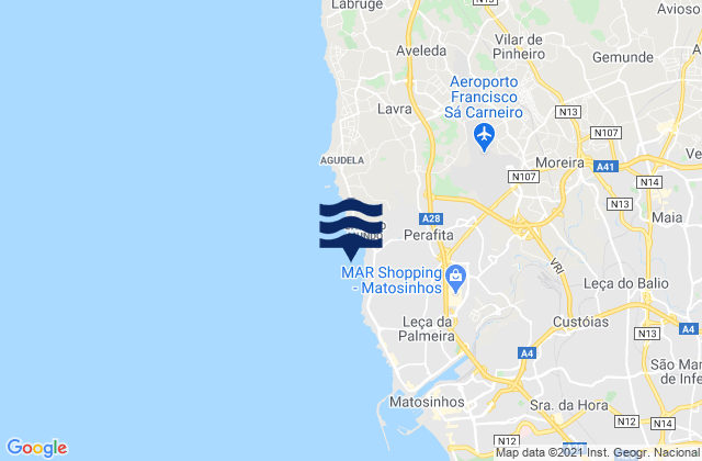 Praia das Salinas, Portugal tide times map