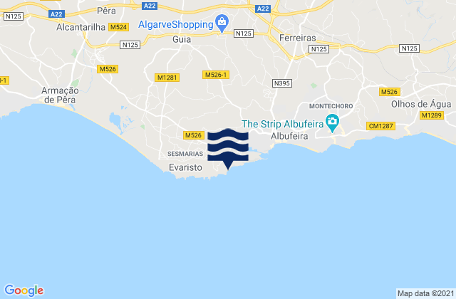Praia de Arrifes, Portugal tide times map