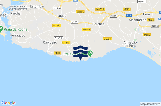 Praia de Benagil, Portugal tide times map