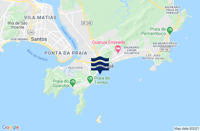 Praia de Guaruja, Brazil tide times map