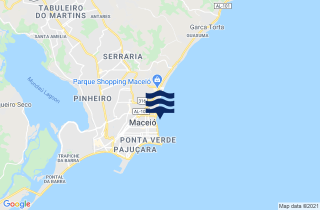 Praia de Jatiuca, Brazil tide times map