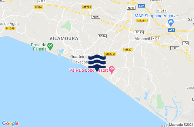 Praia de Loule Velho, Portugal tide times map