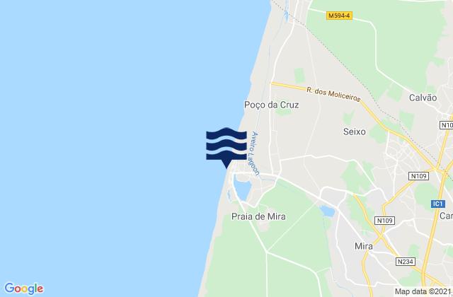 Praia de Mira, Portugal tide times map