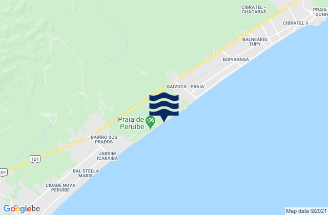 Praia de Peruibe, Brazil tide times map