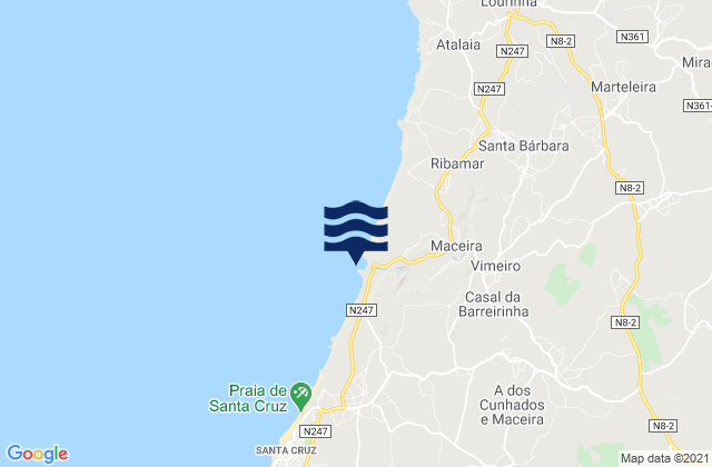 Praia de Porto Novo, Portugal tide times map