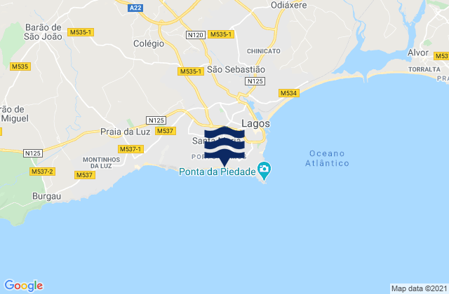 Praia de Porto de Mos, Portugal tide times map