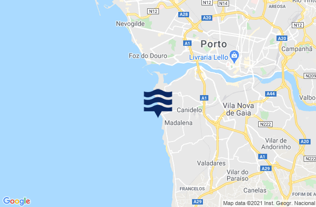 Praia de Salgueiros, Portugal tide times map