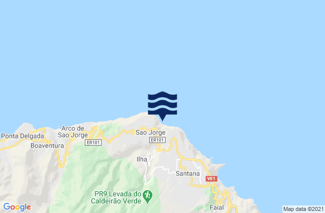 Praia de Sao Jorge, Portugal tide times map