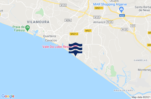 Praia de Vale do Lobo, Portugal tide times map