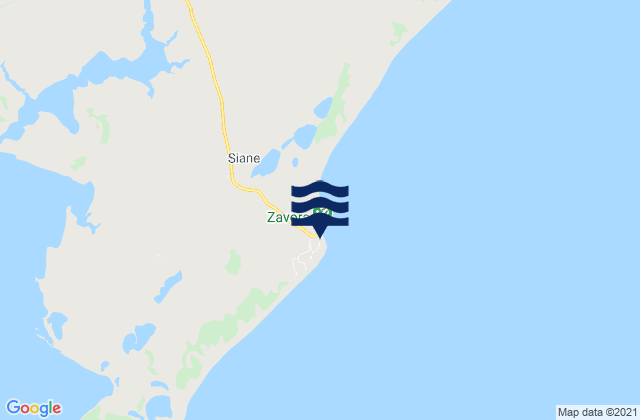 Praia de Zavora, Mozambique tide times map