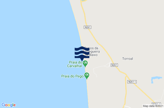 Praia do Carvalhal, Portugal tide times map
