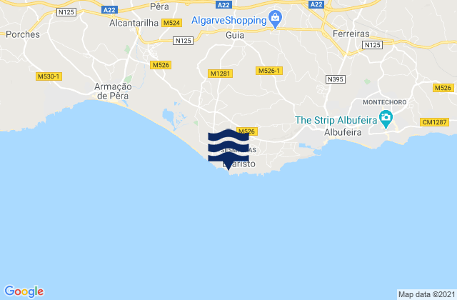 Praia do Evaristo, Portugal tide times map