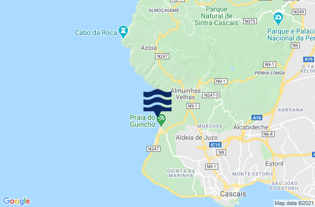 Praia do Guincho, Portugal tide times map