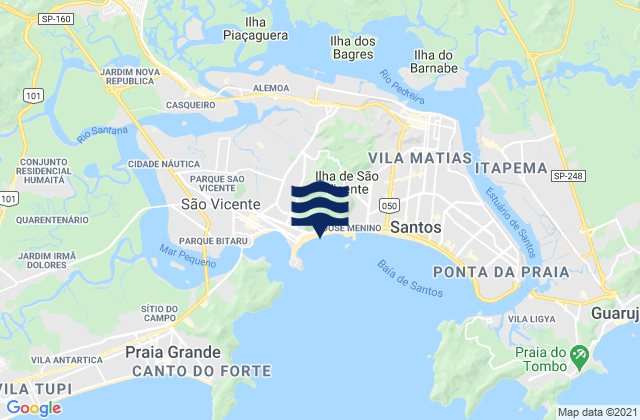 Praia do Itarare, Brazil tide times map